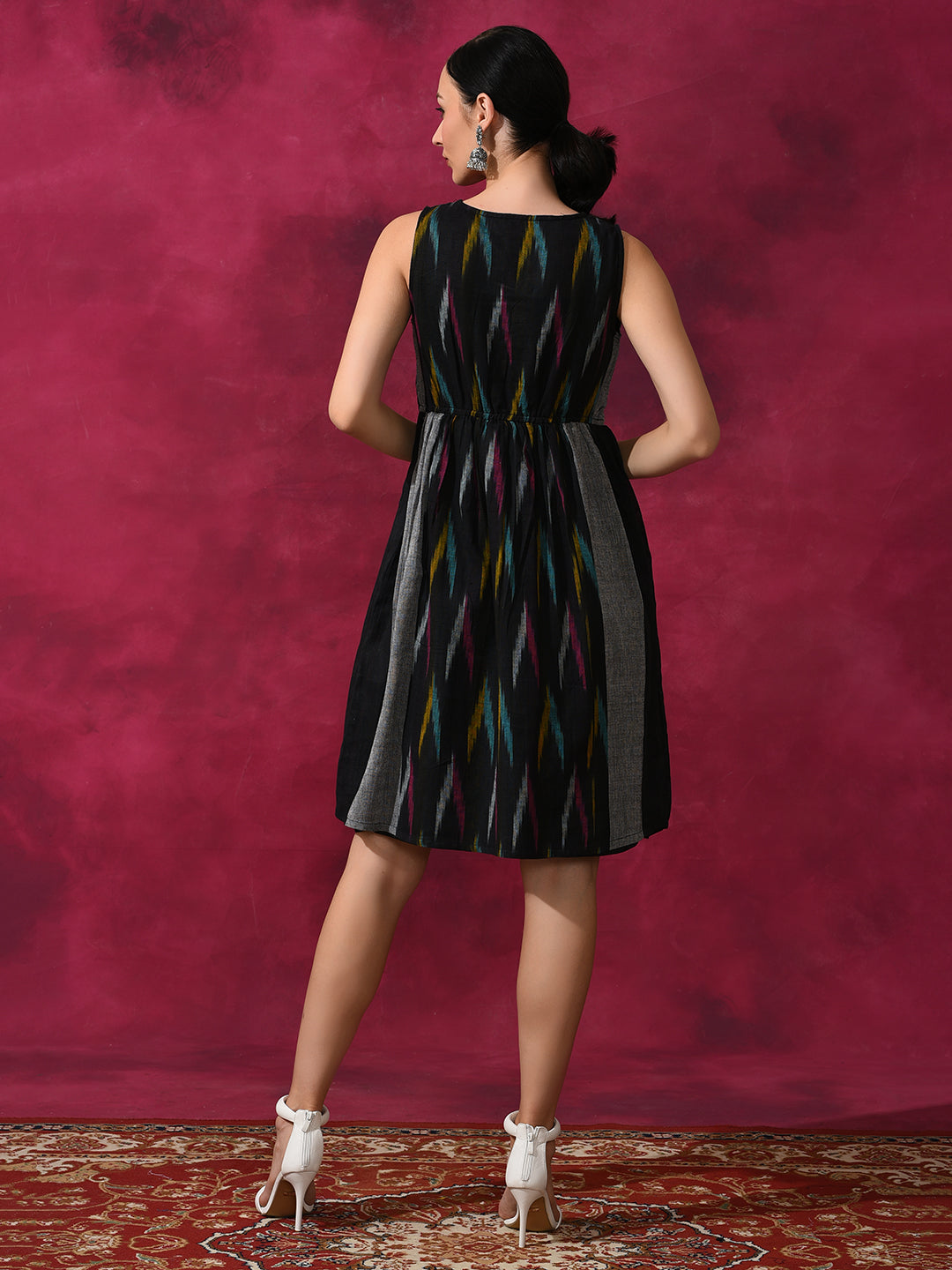 Black Ikat Skater Dress - Elganza