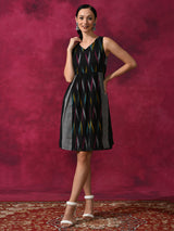 Black Ikat Skater Dress - Elganza