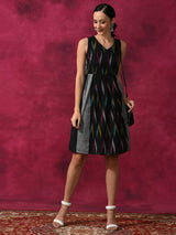 Black Ikat Skater Dress - Elganza