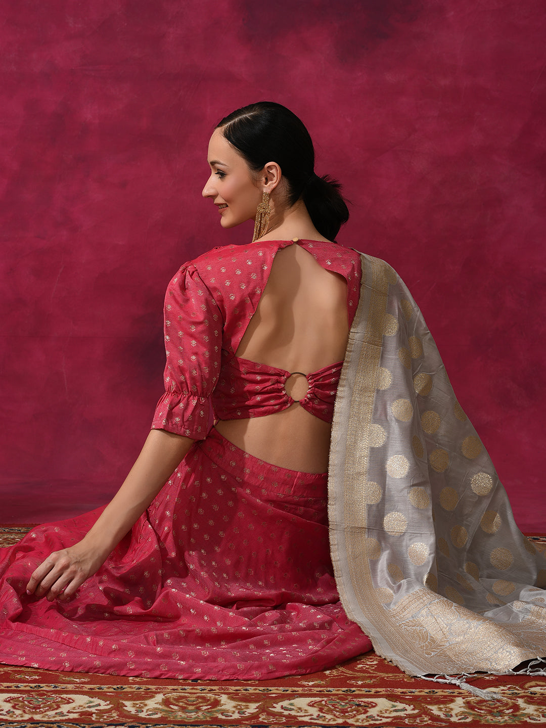 Pink Dobby Designed Lehenga Choli With Dupatta - Elganza
