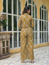 Mustard Crop Top With Palazzo In Kantha Work - Elganza