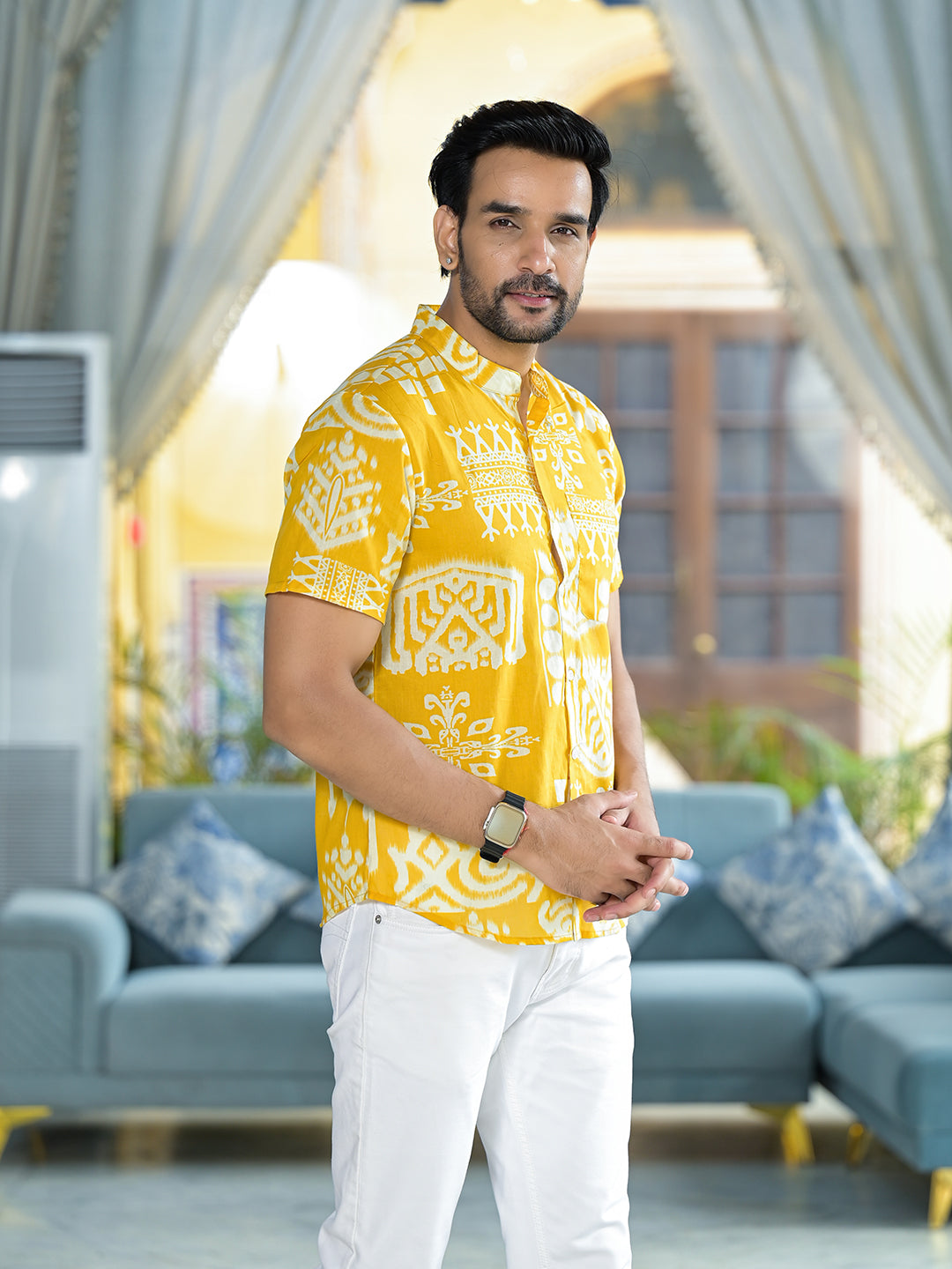 Yellow Tribal Print Shirt - Elganza