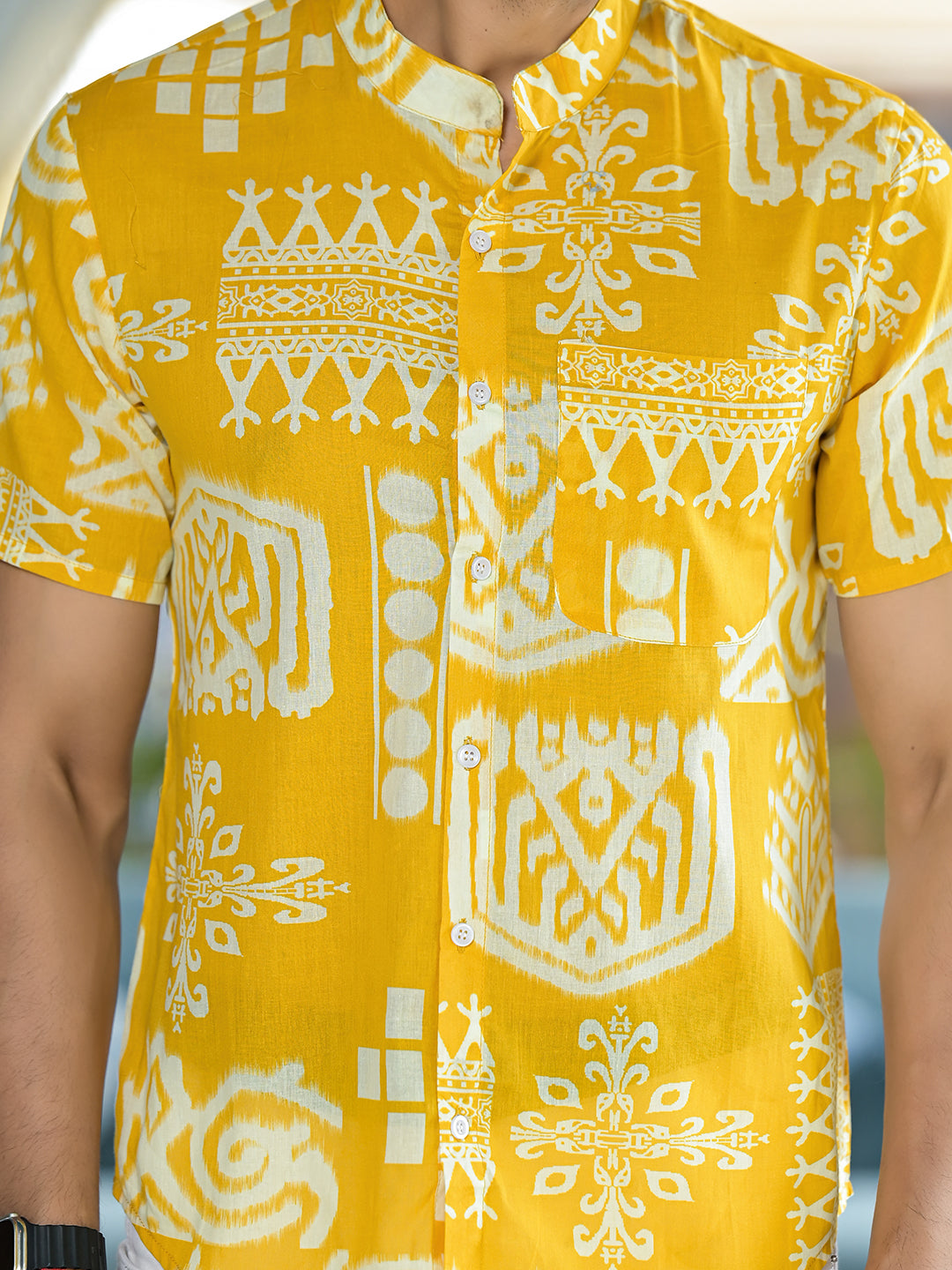 Yellow Tribal Print Shirt - Elganza