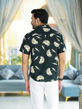 Olive Floral Printed Shirt - Elganza