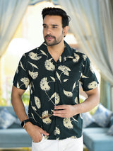Olive Floral Printed Shirt - Elganza