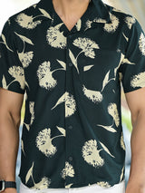 Olive Floral Printed Shirt - Elganza