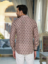 Beige Mughal print Shirt - Elganza