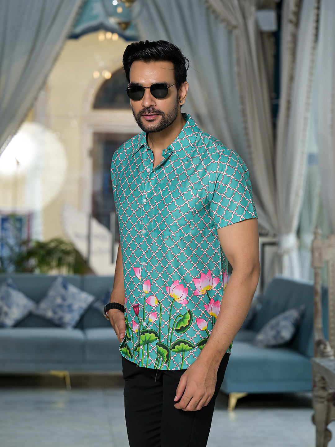 Green Pichwai Art Shirt - Elganza