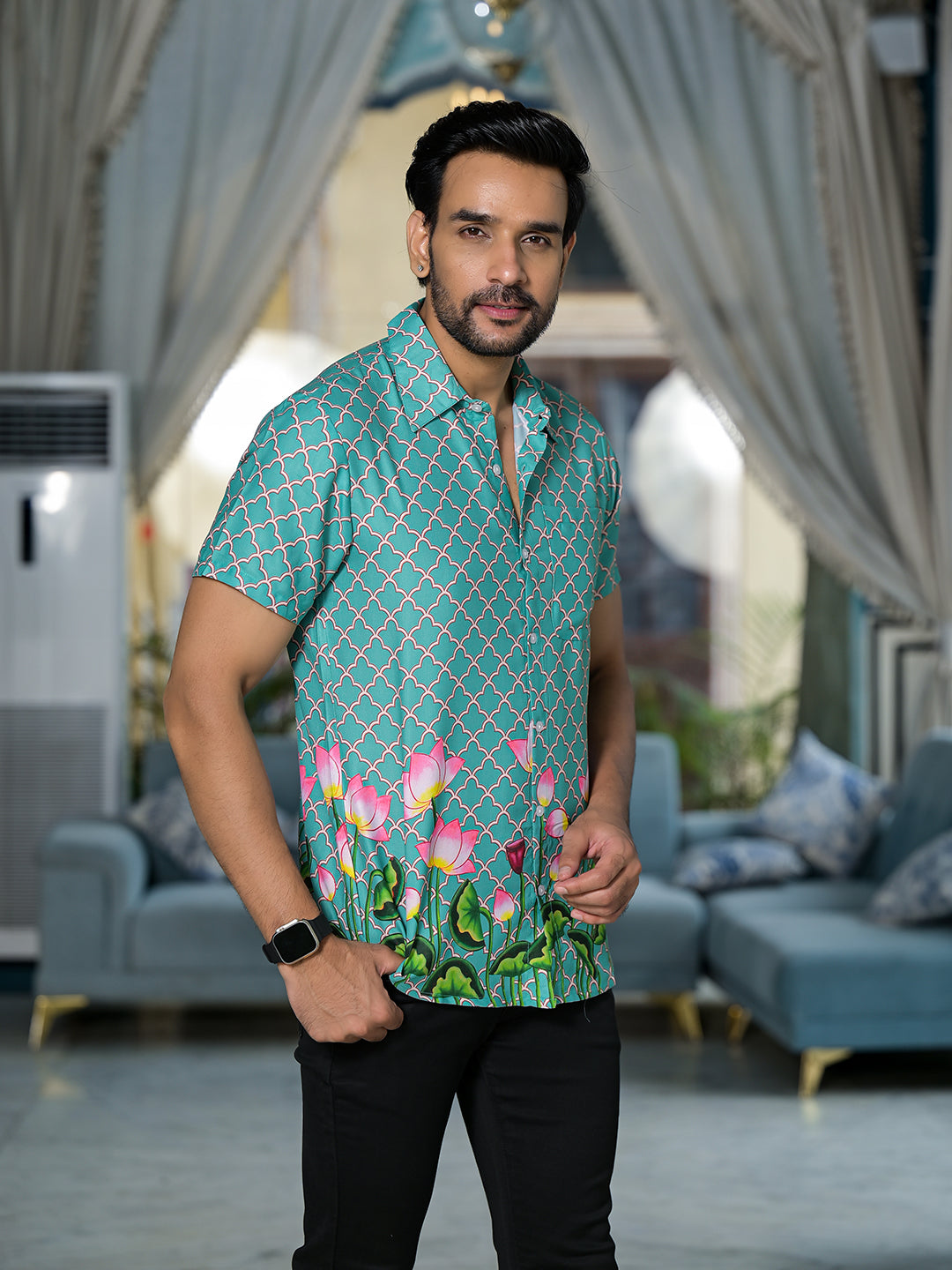 Green Pichwai Art Shirt - Elganza