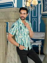 Blue Shibori Print Kantha Shirt - Elganza