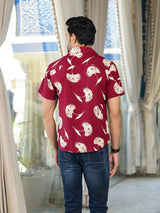 Maroon Floral Printed Shirt - Elganza