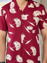 Maroon Floral Printed Shirt - Elganza