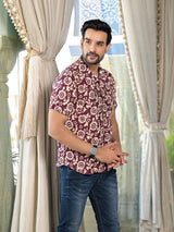 Maroon Batik printed Shirt - Elganza