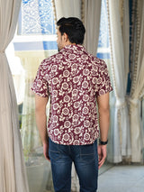 Maroon Batik printed Shirt - Elganza