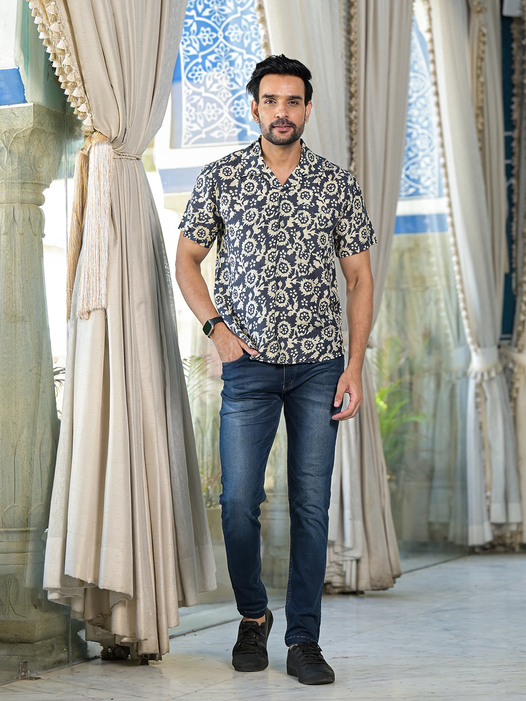 Indigo Batik printed Shirt - Elganza