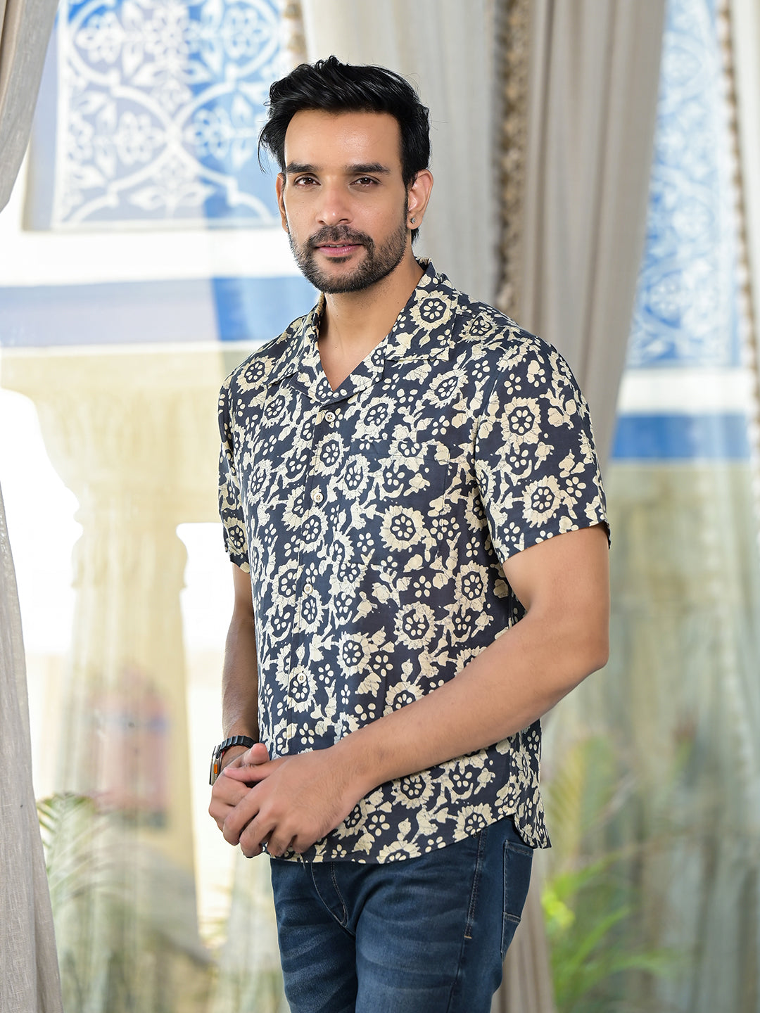 Indigo Batik printed Shirt - Elganza