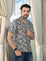 Indigo Batik printed Shirt - Elganza