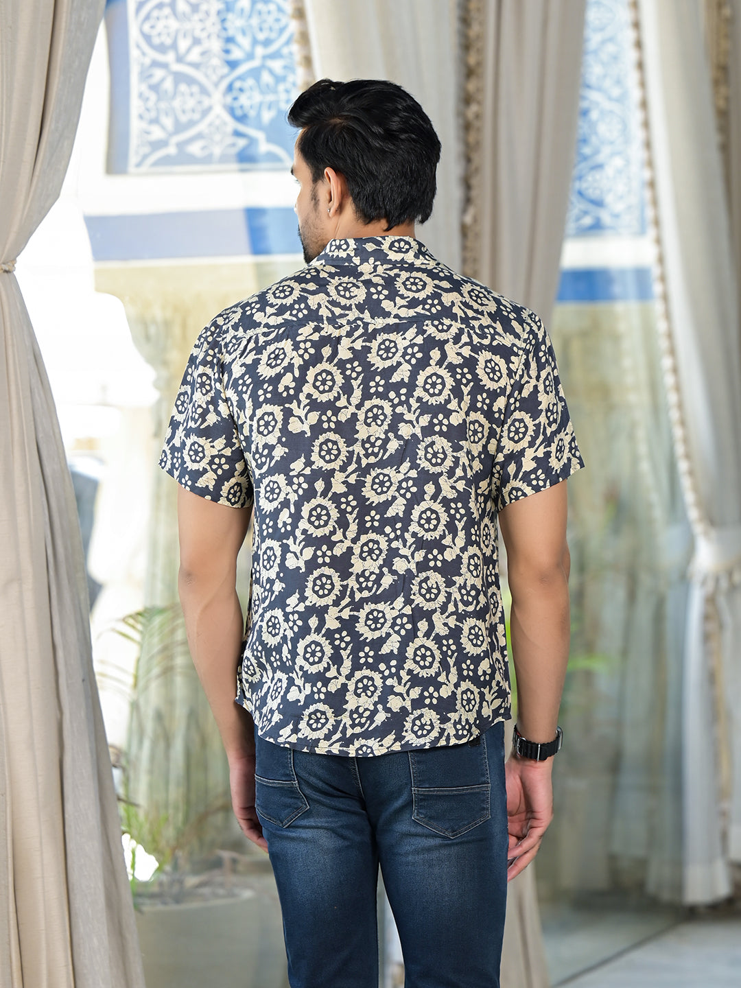 Indigo Batik printed Shirt - Elganza