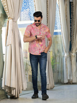 Pink patchwork printed Shirt - Elganza