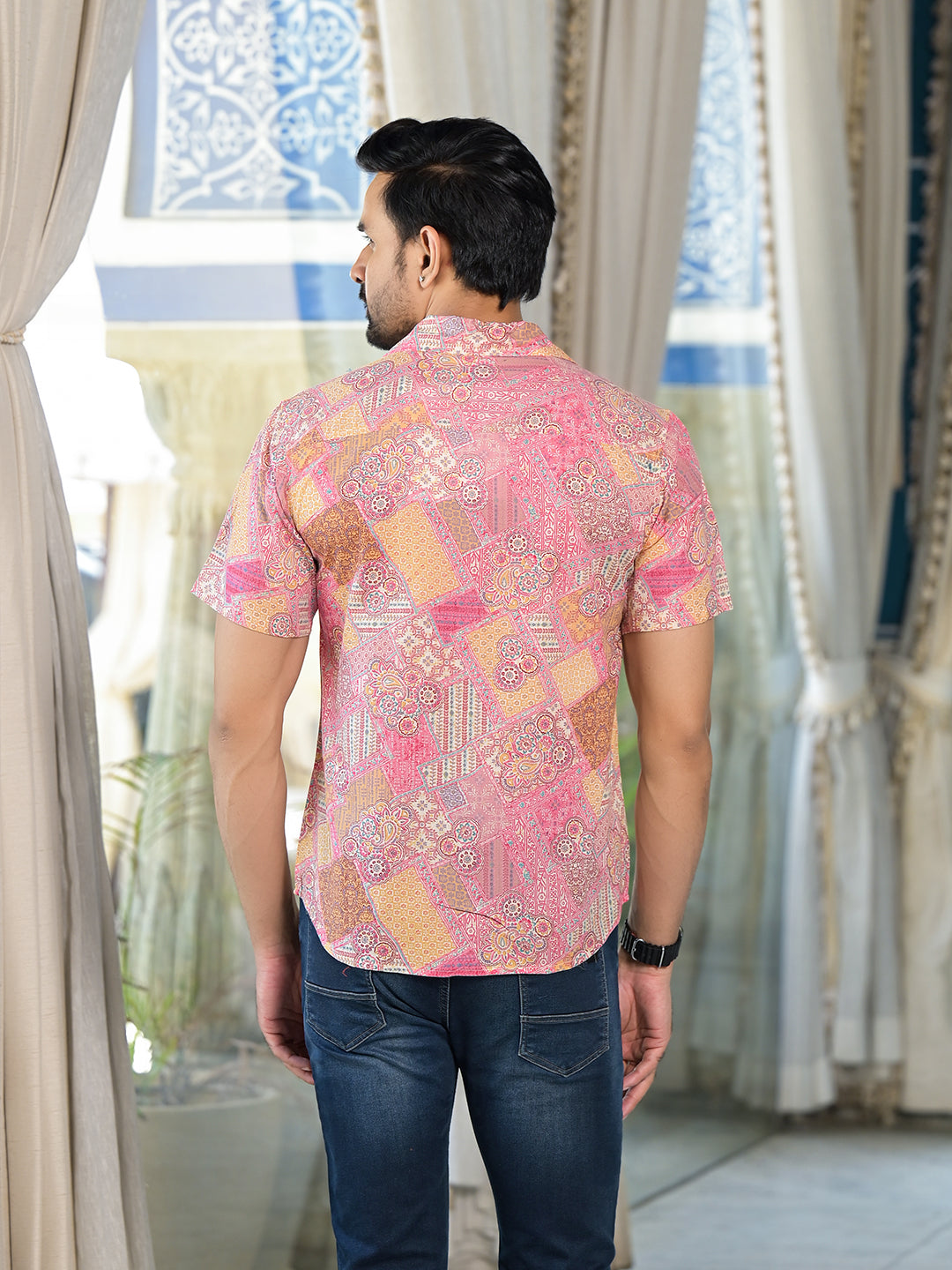 Pink patchwork printed Shirt - Elganza
