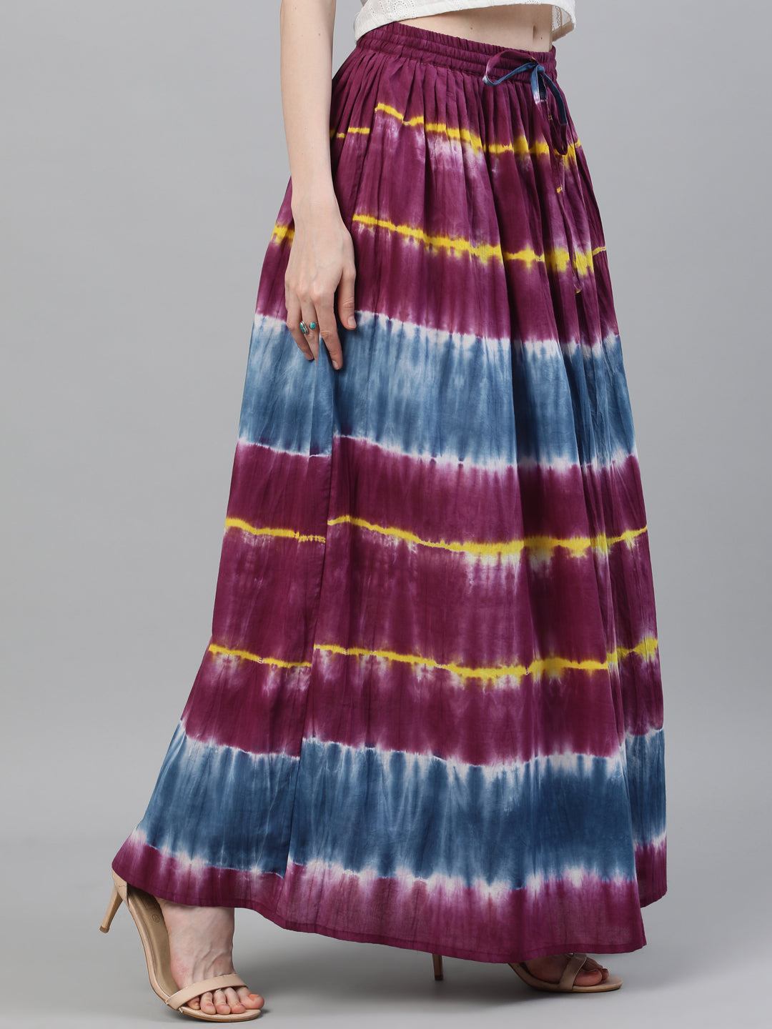 Purple Tie & Dye Flared Skirt - Elganza