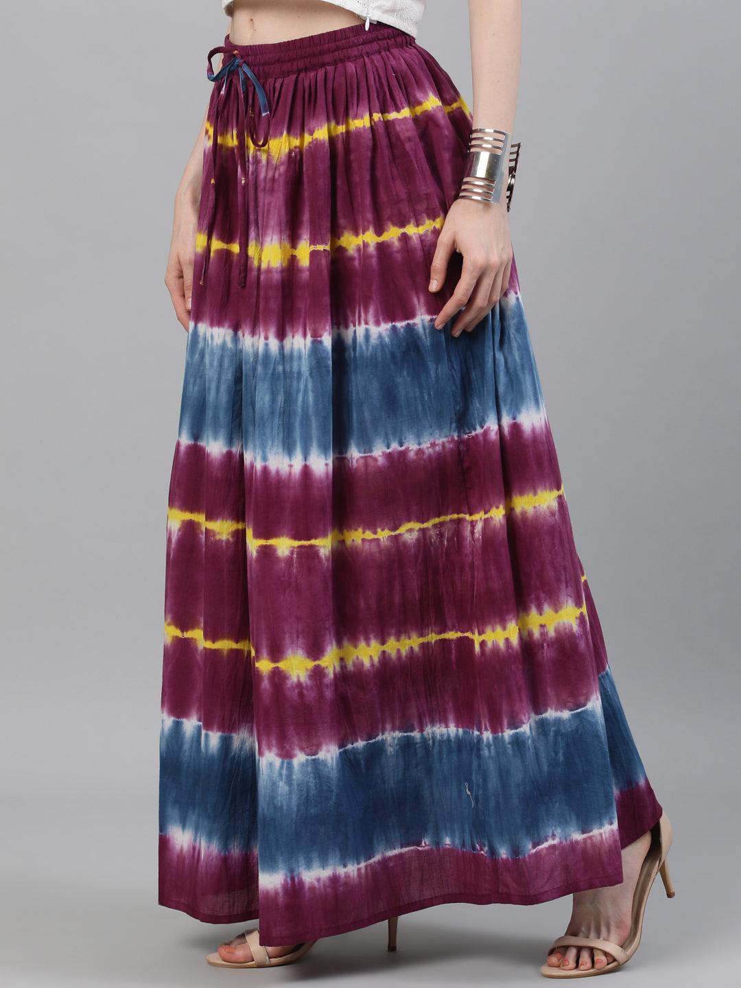 Purple Tie & Dye Flared Skirt - Elganza