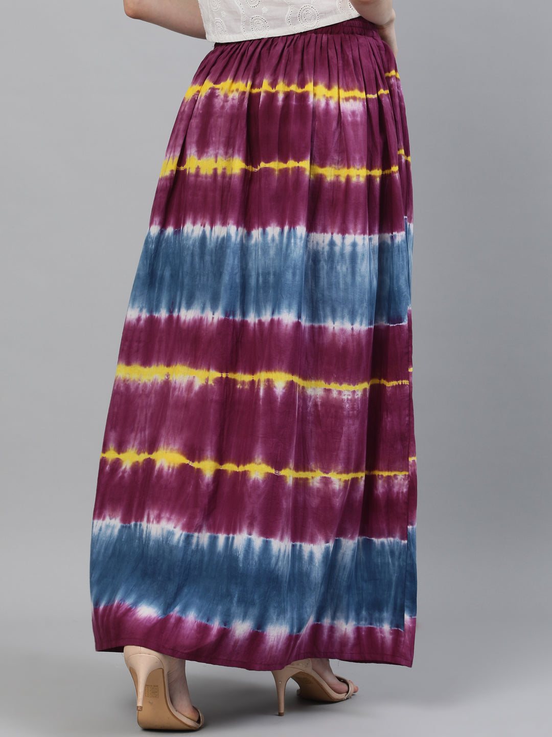 Purple Tie & Dye Flared Skirt - Elganza