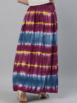 Purple Tie & Dye Flared Skirt - Elganza