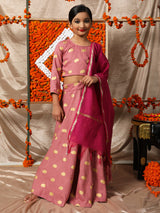 Purple Printed Lehenga Choli With Dupatta