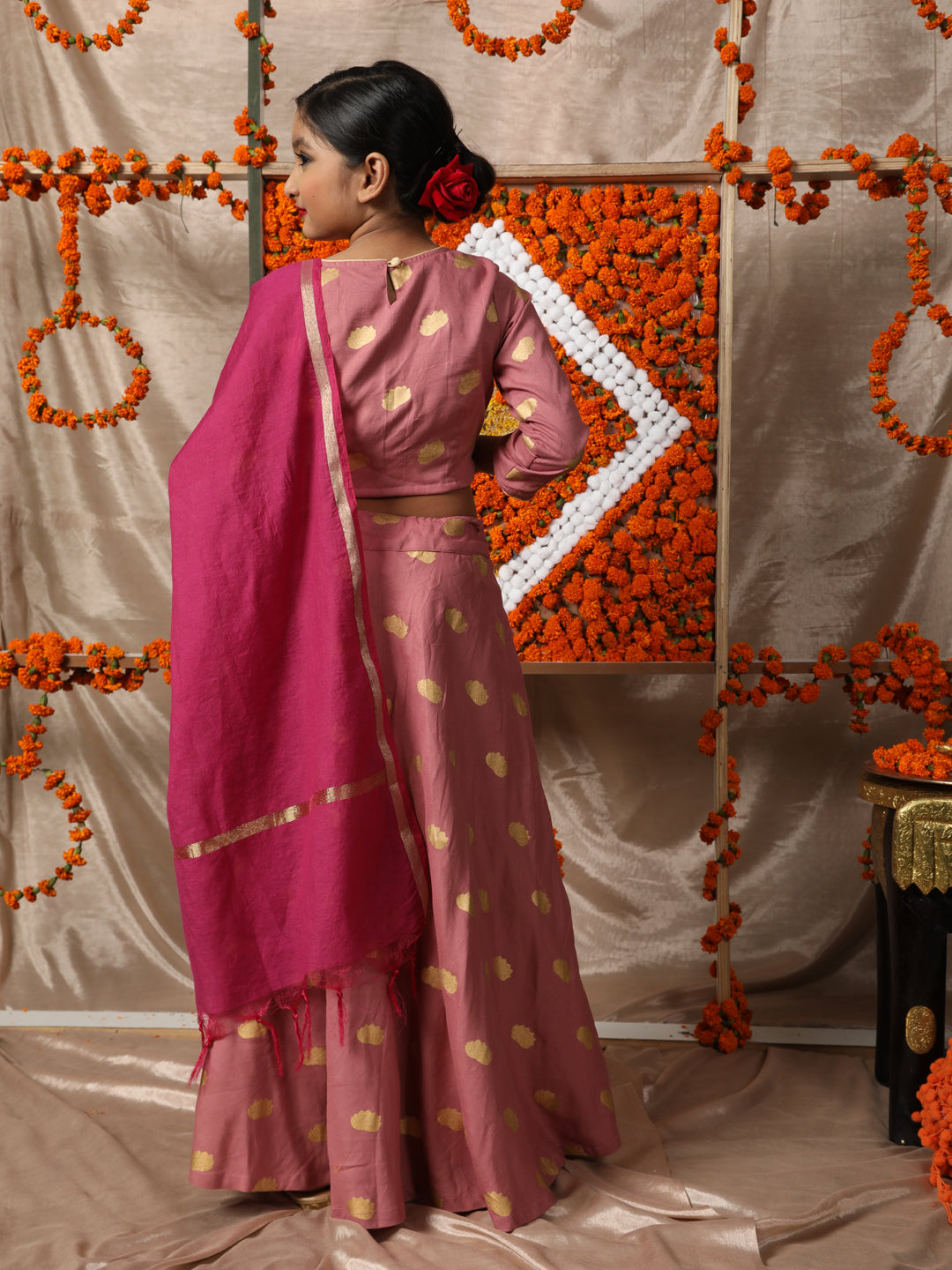 Purple Printed Lehenga Choli With Dupatta