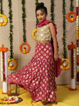 Purple Gold Foil Printed Lehenga Choli With Dupatta - Elganza