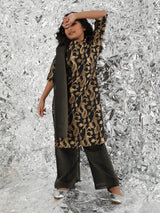 Black Brocade Designed Kurta Palazzo With Dupatta