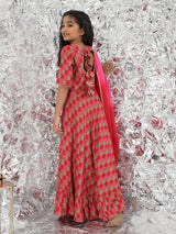 Red Printed Lehenga Choli With Dupatta