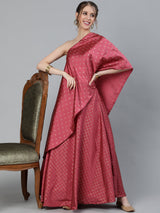 Pink One Shoulder Lehenga Choli - Elganza