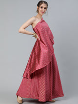 Pink One Shoulder Lehenga Choli - Elganza