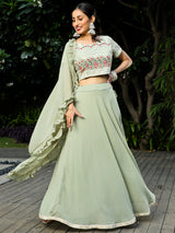 Pastel Green Embroidered Lehenga Choli With Dupatta