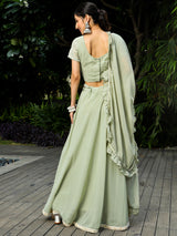 Pastel Green Embroidered Lehenga Choli With Dupatta
