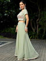 Pastel Green Embroidered Lehenga Choli With Dupatta