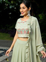 Pastel Green Embroidered Lehenga Choli With Dupatta