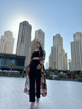 Black Floral Print Co-Ords Set - Elganza