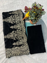Viscose Velvet Winter Designer Saree with Embroidery &amp; Sequins Work