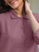 Mauve Cotton Solid A-line Co-Ord Set