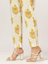 Women's Off White Pure Cotton Floral Printed A-line Kurta Set