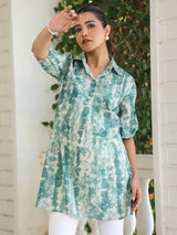 Aqua Pure Cotton Tie & Dye A-line Tunic