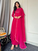 Pink Georgette Foil Printed Anarkali Kurta Set