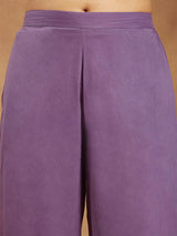 Women's Lavender Pure Cotton Yoke Embroidered Straight Kurta Pant Set