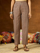 Women's Maroon Pure Cotton Floral Printed A-line Kurta Pant Set