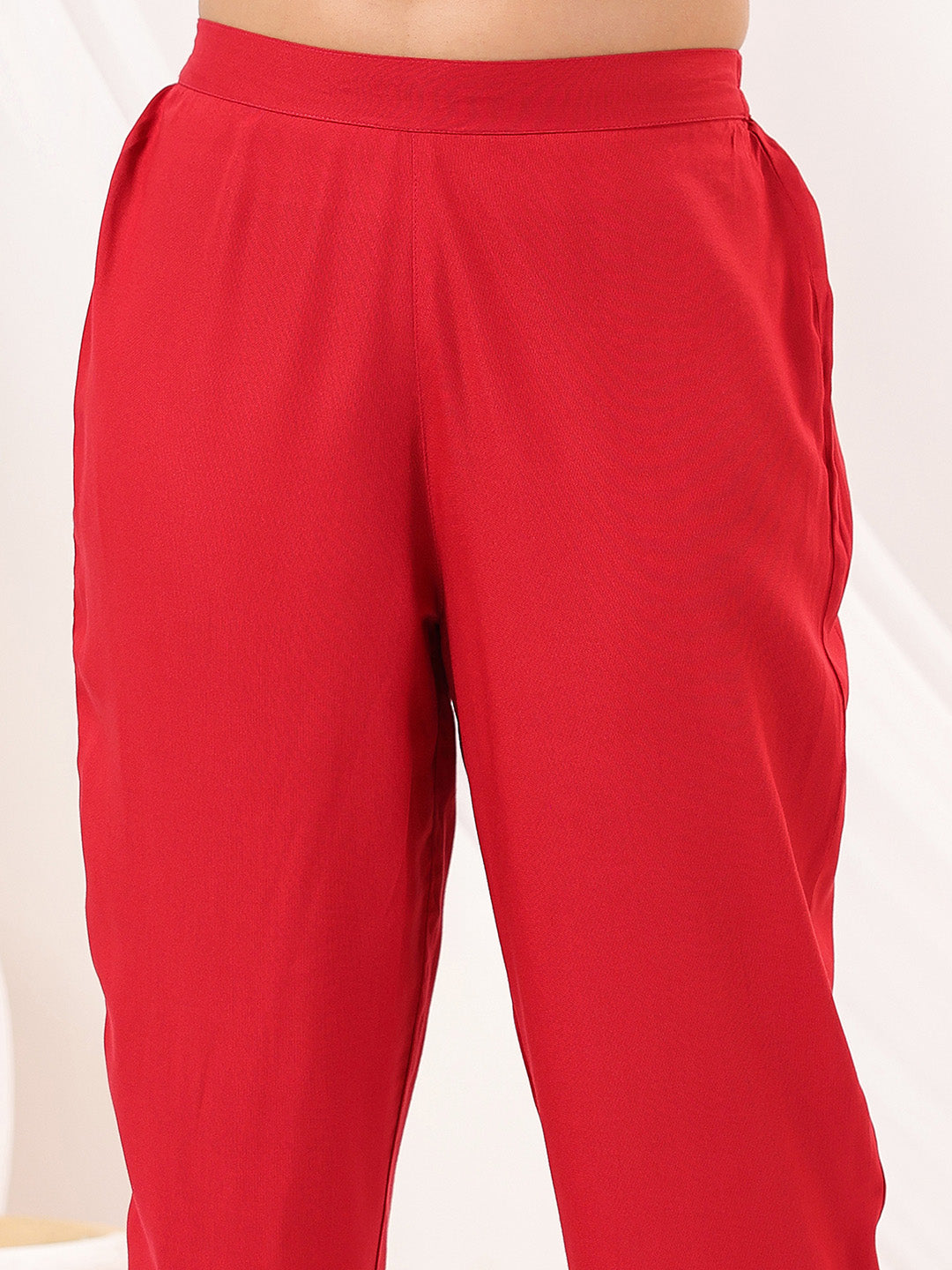 Women's Maroon Rayon Embellished Mirror Work A-line Kurta Set