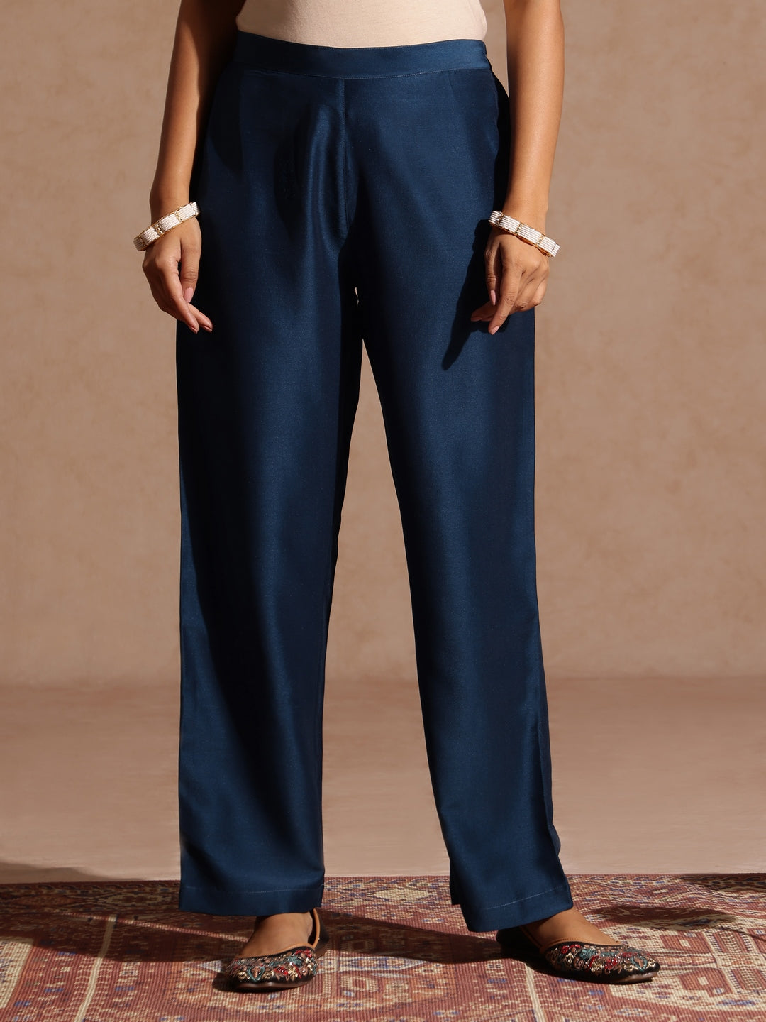 Women's Teal Blue Silk Blend Zari Embroidered Gold Printed Anarkali Kurta Set