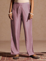 Women's Lavender Silk Blend Zari Embroidered Gold Printed Anarkali Kurta Set